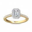 FlyerFit® 14K Yellow and 14K White Gold Micropave Halo Engagement Ring