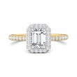 FlyerFit® 18K Yellow Gold Shank And White Gold Top Micropave Halo Engagement Ring