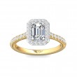 FlyerFit® 18K Yellow Gold Shank And White Gold Top Micropave Halo Engagement Ring