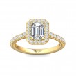 FlyerFit® 14K Yellow Gold Micropave Halo Engagement Ring