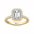 FlyerFit® 18K Yellow Gold Micropave Halo Engagement Ring