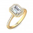 FlyerFit® 18K Yellow Gold Micropave Halo Engagement Ring