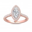 FlyerFit® 18K Pink Gold Micropave Halo Engagement Ring