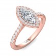 FlyerFit® 18K Pink Gold Micropave Halo Engagement Ring