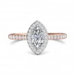 FlyerFit® 14K Pink Gold Shank And White Gold Top Micropave Halo Engagement Ring