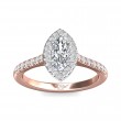 FlyerFit® 14K Pink Gold Shank And White Gold Top Micropave Halo Engagement Ring