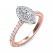 FlyerFit® 14K Pink Gold Shank And White Gold Top Micropave Halo Engagement Ring