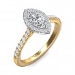 FlyerFit® 14K Yellow and 14K White Gold Micropave Halo Engagement Ring