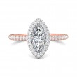 FlyerFit® 14K Pink Gold Shank And White Gold Top Micropave Halo Engagement Ring