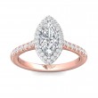 FlyerFit® 14K Pink Gold Shank And White Gold Top Micropave Halo Engagement Ring