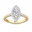 FlyerFit® 14K Yellow and 14K White Gold Micropave Halo Engagement Ring