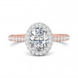 FlyerFit® 18K Pink Gold Shank And White Gold Top Micropave Halo Engagement Ring