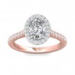 FlyerFit® 18K Pink Gold Shank And White Gold Top Micropave Halo Engagement Ring