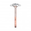 FlyerFit® 18K Pink Gold Shank And White Gold Top Micropave Halo Engagement Ring