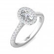 FlyerFit® 18K White Gold Micropave Halo Engagement Ring