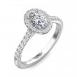 FlyerFit® 18K White Gold Micropave Halo Engagement Ring