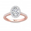 FlyerFit® 18K Pink Gold Shank And White Gold Top Micropave Halo Engagement Ring