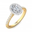 FlyerFit® 18K Yellow Gold Shank And White Gold Top Micropave Halo Engagement Ring