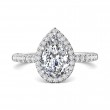 FlyerFit® Platinum Micropave Halo Engagement Ring