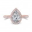 FlyerFit® 14K Pink Gold Micropave Halo Engagement Ring