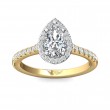 FlyerFit® 18K Yellow Gold Shank And White Gold Top Micropave Halo Engagement Ring