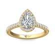 FlyerFit® 18K Yellow Gold Micropave Halo Engagement Ring