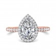 FlyerFit® 14K Pink Gold Shank And White Gold Top Micropave Halo Engagement Ring