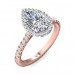 FlyerFit® 14K Pink Gold Shank And White Gold Top Micropave Halo Engagement Ring