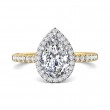 FlyerFit® 18K Yellow Gold Shank And White Gold Top Micropave Halo Engagement Ring