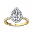 FlyerFit® 18K Yellow Gold Shank And White Gold Top Micropave Halo Engagement Ring