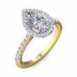 FlyerFit® 18K Yellow Gold Shank And White Gold Top Micropave Halo Engagement Ring