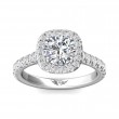 FlyerFit® 18K White Gold Micropave Halo Engagement Ring