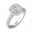 FlyerFit® 18K White Gold Micropave Halo Engagement Ring