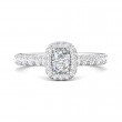 FlyerFit® 14K White Gold Shank And Platinum Top Micropave Halo Engagement Ring