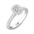 FlyerFit® 14K White Gold Shank And Platinum Top Micropave Halo Engagement Ring