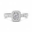 FlyerFit® 14K White Gold Shank And Platinum Top Micropave Halo Engagement Ring