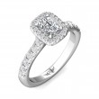 FlyerFit® 14K White Gold Shank And Platinum Top Micropave Halo Engagement Ring