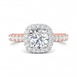 FlyerFit® 14K Pink Gold Shank And White Gold Top Micropave Halo Engagement Ring