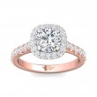 FlyerFit® 14K Pink Gold Shank And White Gold Top Micropave Halo Engagement Ring