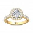 FlyerFit® 18K Yellow Gold Micropave Halo Engagement Ring