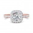 FlyerFit® 18K Pink Gold Shank And White Gold Top Micropave Halo Engagement Ring