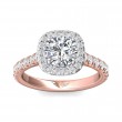 FlyerFit® 18K Pink Gold Shank And White Gold Top Micropave Halo Engagement Ring