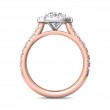 FlyerFit® 18K Pink Gold Shank And White Gold Top Micropave Halo Engagement Ring