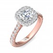 FlyerFit® 18K Pink Gold Shank And White Gold Top Micropave Halo Engagement Ring