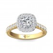 FlyerFit® 14K Yellow and 14K White Gold Micropave Halo Engagement Ring