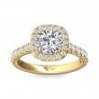 FlyerFit® 18K Yellow Gold Micropave Halo Engagement Ring