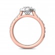 FlyerFit® 18K Pink Gold Shank And White Gold Top Micropave Halo Engagement Ring