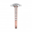 FlyerFit® 18K Pink Gold Shank And White Gold Top Micropave Halo Engagement Ring