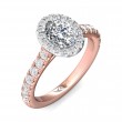 FlyerFit® 18K Pink Gold Shank And White Gold Top Micropave Halo Engagement Ring