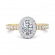 FlyerFit® 18K Yellow Gold Shank And White Gold Top Micropave Halo Engagement Ring